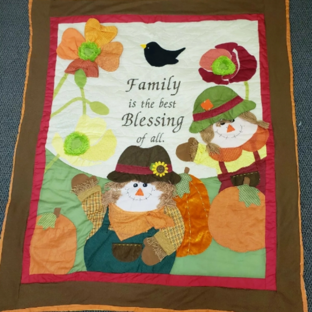 Harvest Fall Autumn Pumpkin Sherpa Plush Blanket